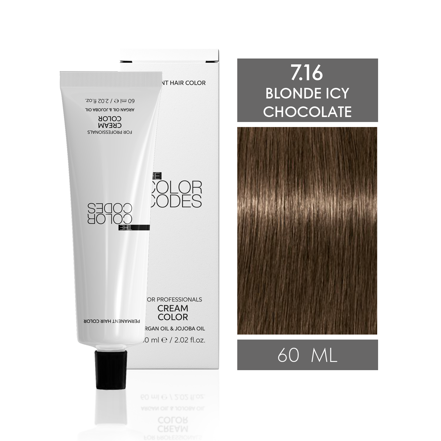 Permanent Hair Dye 7.16 Blonde Icy Chocolate 60 ml